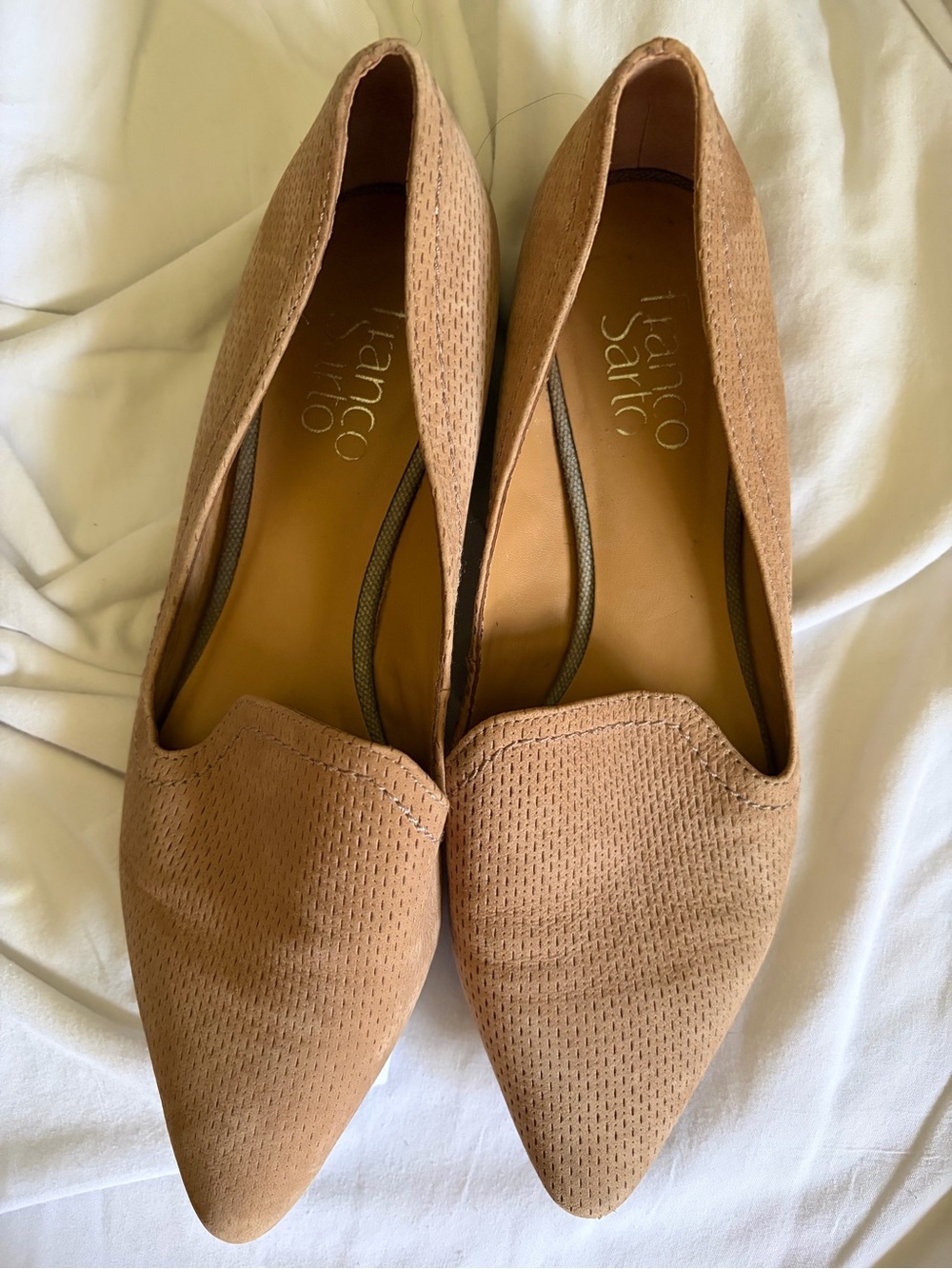 Franco Sarto Pointed Slip-On Flats in Taupe Suede - Picture 4 of 4